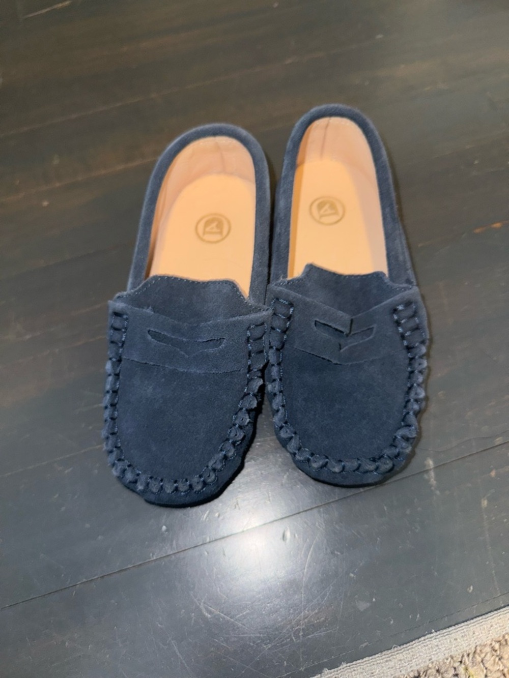 Navy Suede Moccasin Loafers